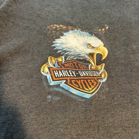 HARLEY DAVIDSON Eagle Design L T-Shirt 3D Emblem 1990 DAYTONA Bike Week 90 - Picture 4 of 9